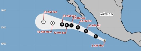 Tropical Storm Ivo steadily gains strength off Mexico’s southwest coast