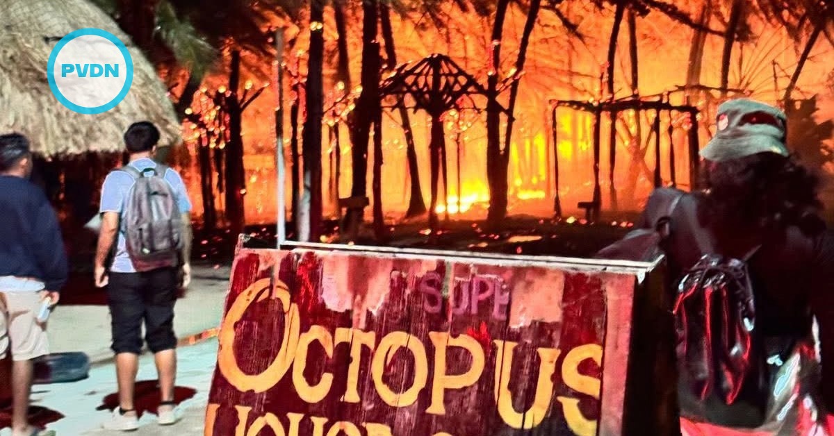 Mahahual palapa fire