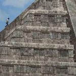 Foreign Tourists Climb Chichén Itzá Pyramid