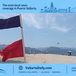 Purple and red flags are posted at river mouths and Marina Vallarta beaches as officials warn of crocodile movement during rains.