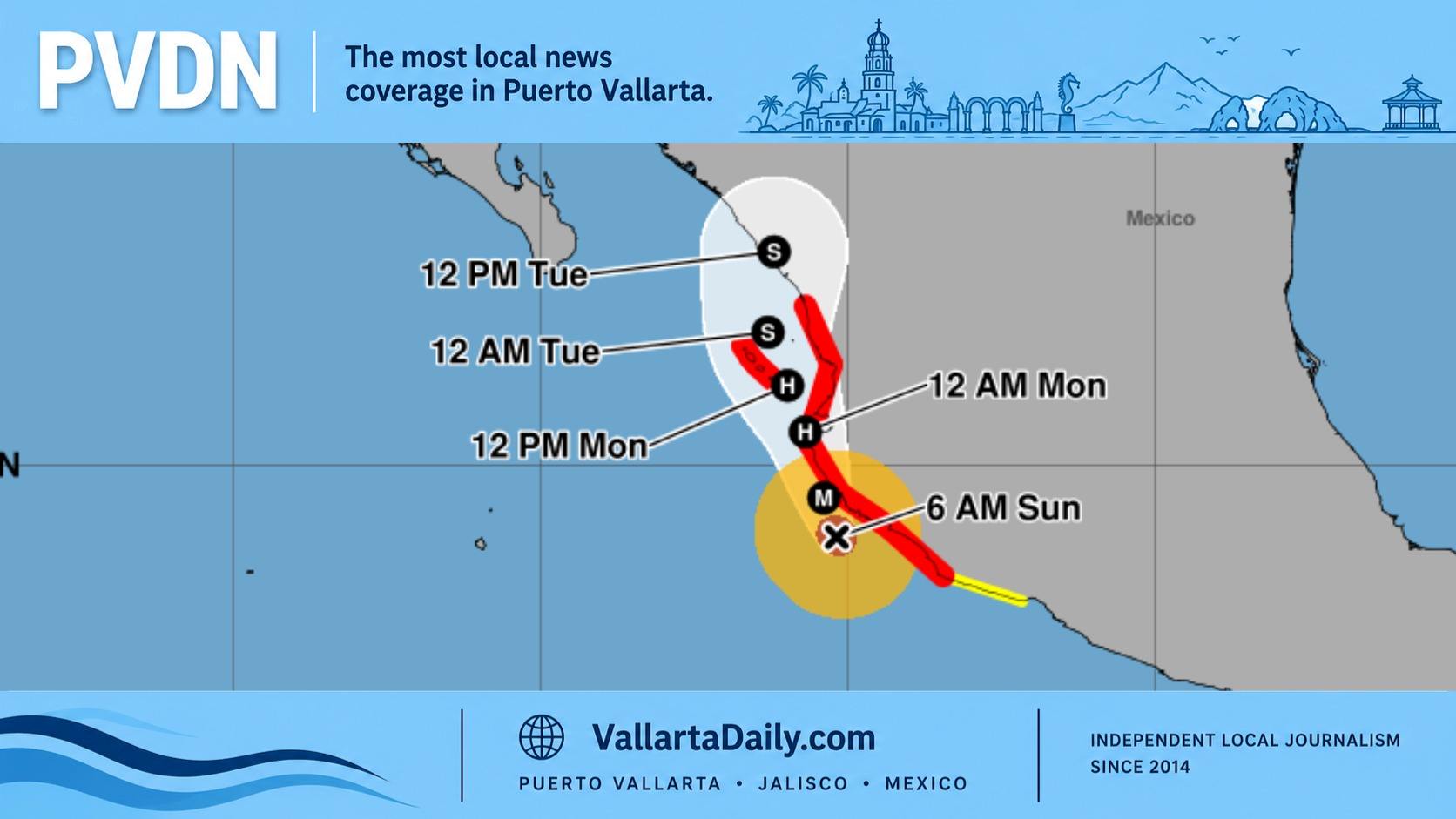 Puerto Vallarta Awaits Simon as Forecast Shifts West
